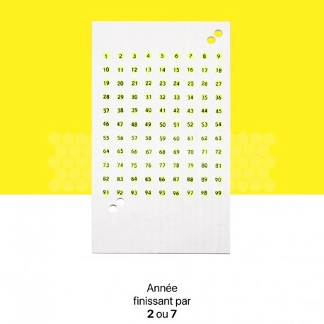 Pastilles Numérotées Jaunes Pour Marquage De Reine (99 Numéros) 1 Pastilles Numérotées Jaunes Pour Marquage De Reine (99 Numéros)