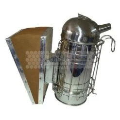 Enfumoir à Abeilles Inox Traditionnel Avec Soufflet En Cuir H.18 Cm